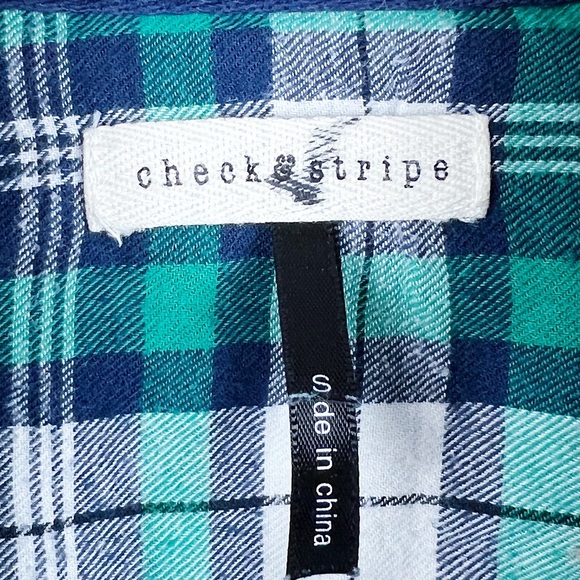 Check & Stripe Green Plaid Flannel Button Down Sz Small - Picture 5 of 5